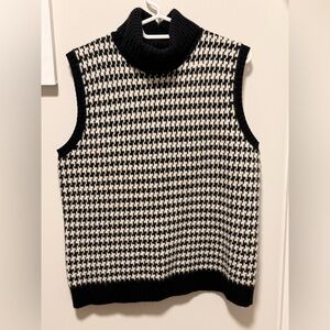 Ralph Lauren Black and White  houndstooth Turtleneck Sweater Vest